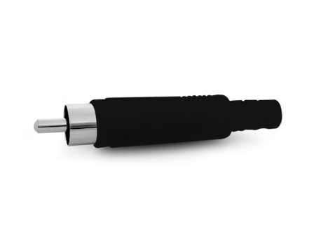 FICHA PLUG RCA CON COLITA PLÁSTICA (NEGRO)