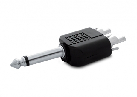 FICHA ADAPTADORA PLUG 6.5 MONO A 2 PLUG RCA