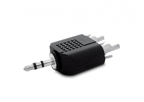 FICHA ADAPTADORA PLUG 3.5 STEREO A 2 PLUG RCA