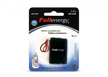 BATERÍA FULLENERGY PARA TELEFONÍA 3NC-AAA 3.6V 300MA CON CONECTOR UNIVERSAL