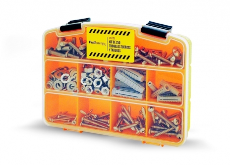 KIT DE 250 TORNILLOS TUECAS Y TARUGOS (ACERO INOXIDABLE) MÁS ORGANIZADOR 7''