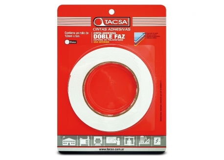 CINTA ADHESIVA DOBLE FAZ DE ESPUMA DE POLIURETANO 12MM X 5M