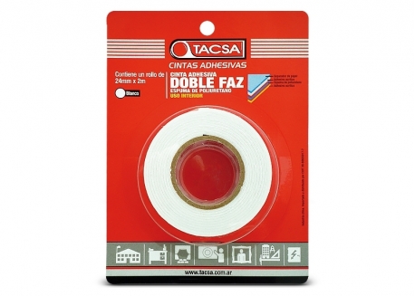 CINTA ADHESIVA DOBLE FAZ DE ESPUMA DE POLIURETANO 24MM X 2M