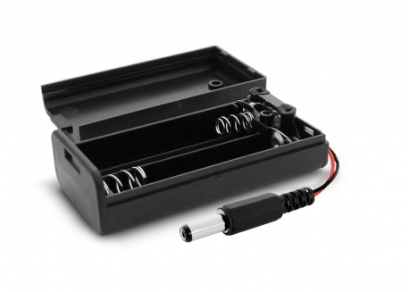 PORTAPILA 2 X AA CON TAPA Y LLAVE SALIDA PLUG 2.1MM