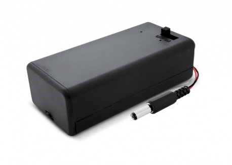 PORTAPILA 9V CON TAPA Y LLAVE SALIDA PLUG 2.1MM