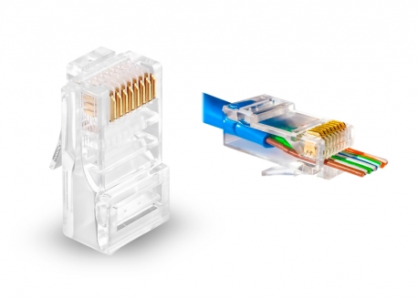 FICHA PLUG PARA REDES RJ45 (8P8C) DOBLE CONTACTO (CANALIZADA)