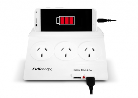 PROLONGADOR MÚLTIPLE 5 TOMAS + 2 USB 2.1 + PORTACELULAR FULLENERGY