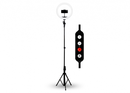 ARO DE LUZ FOTOGRÁFICA CON TRIPODE DE PIE 360º + SOPORTE CELULAR + CONTROL