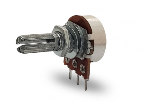 POTENCIÓMETRO ROTATIVO 16MM 90° MONO LOGARÍTMICO EJE ESTRIADO 100K