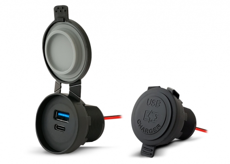 CARGADOR USB A + USB C EMPOTRABLE (ENTRADA 12/24V SALIDA 5V 3A)