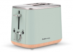 TOSTADORA ELÉCTRICA 2 RANURAS / 7 NIVELES CAMILLE (F. DESCONGELAR VERDE PASTEL / MADERA) FULLENERGY