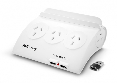 PROLONGADOR MÚLTIPLE 5 TOMAS + 2 USB 2.1 + PORTACELULAR FULLENERGY